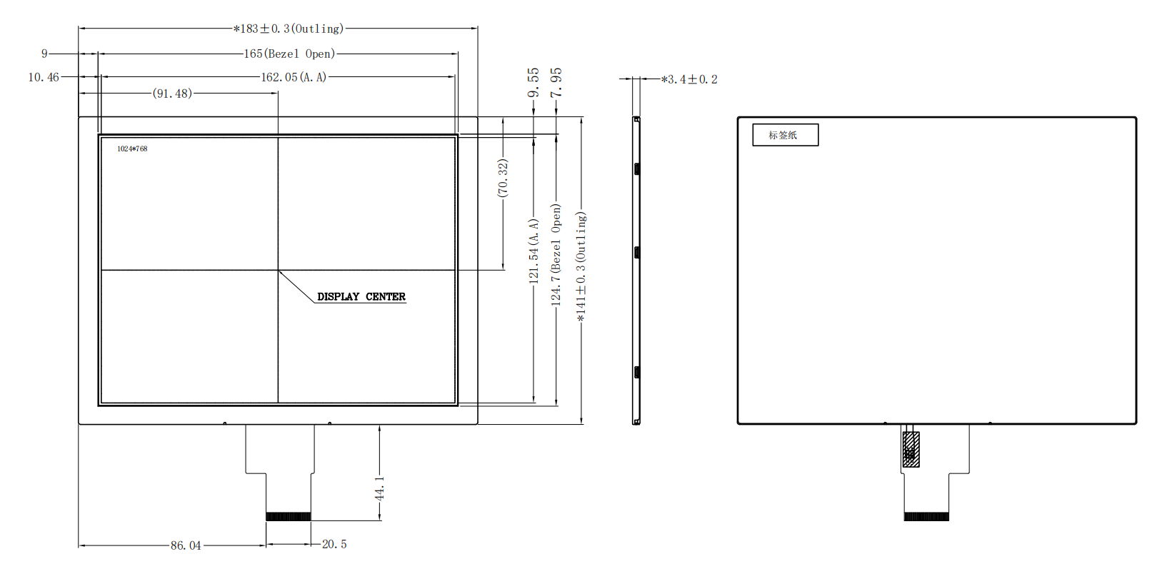 8-Inch TFT LCD Display Module – 1024×768 XGA IPS Panel | Saef Technology SFTO800SH-8833AN