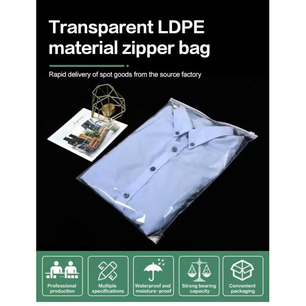 Customize Biodegradable Material Securely Sealed Clear Waterproof Zipper Pouch