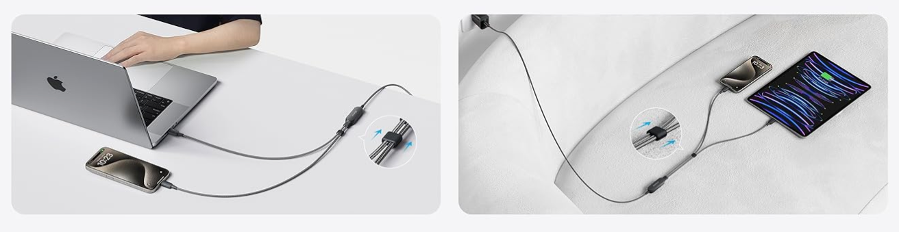 140W USB Cable Adapter 2 IN 1 USB C To USB C Cable 2.0 Data Cable