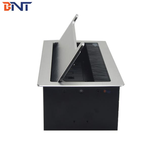 Soft Closing Brushed Flip Up Power Outlet With Multimedia Clamshell