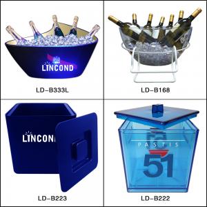 Quality Custom Logo Bar Led Wine Cooler Plastic Acrylic Ice Bucket Big Capacity for sale