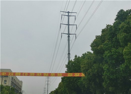 Steel Flange Connection Type Electrical Power Pole , Galvanized Pole With Anchor Bolt