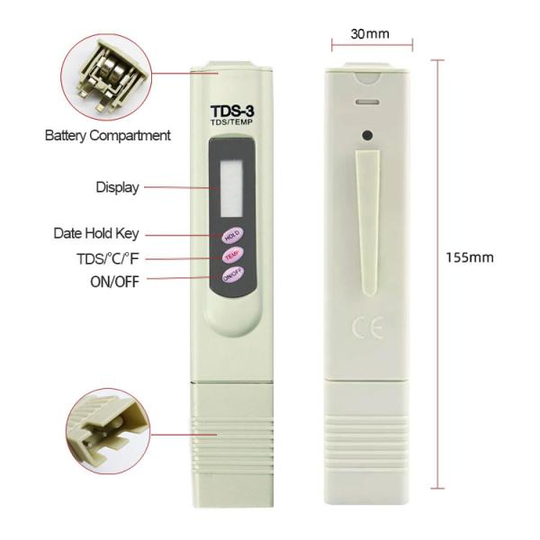 Convenient Pen Type TDS Meter for Detecting Water Contamination and Temperature Changes