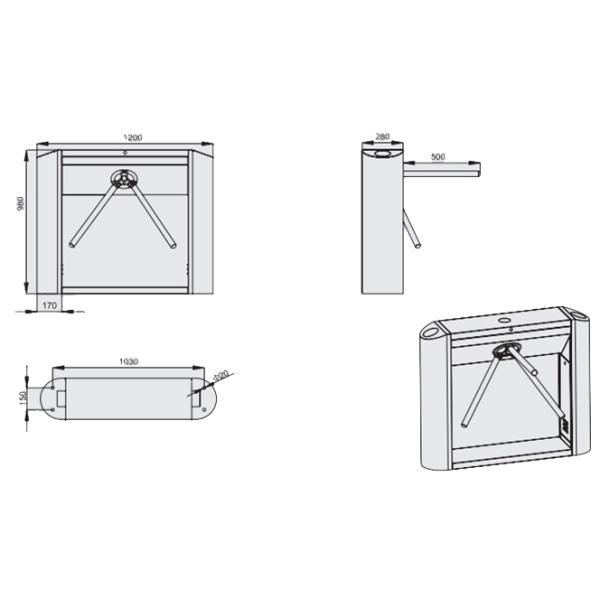 0.2s RS485 Digital Versatile Stainless Security Barrier Gate System Tripod Turnstile