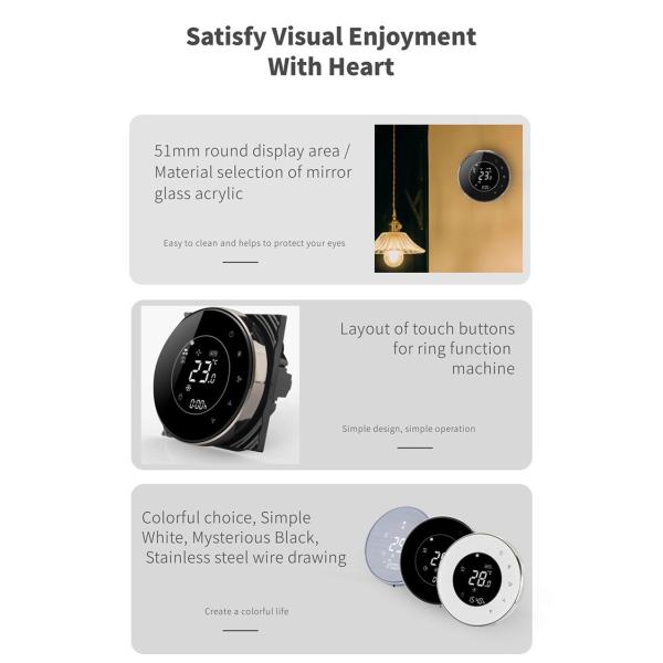 Home Backlight Circular AC Touch Screen Smart Wireless Thermostat Remote Control