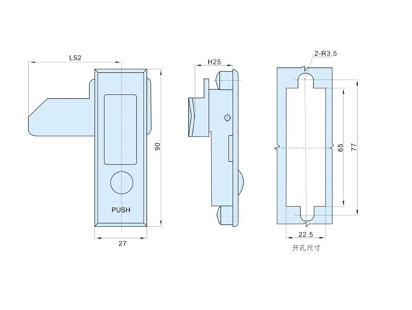MS503 keyless cabinet locks Push bottom plane lock Fire hydrant cabinet door lock