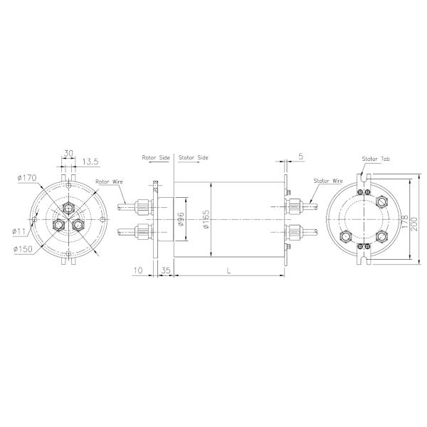Shaft Mounted 3 Circuits 15A Explosion Proof Slip Ring