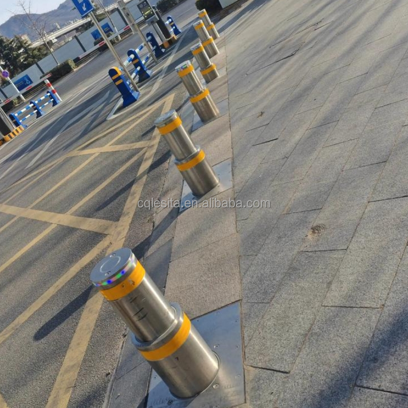 Stainless Steel Electric Retractable Automatic Bollard Outdoor Automatic Lifting Column Remote Control Safety Parking Security