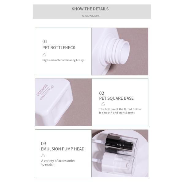 Wholesale Square Plastic Lotion Bottle with Pump 150ml Hair Serum Plastic Bottle