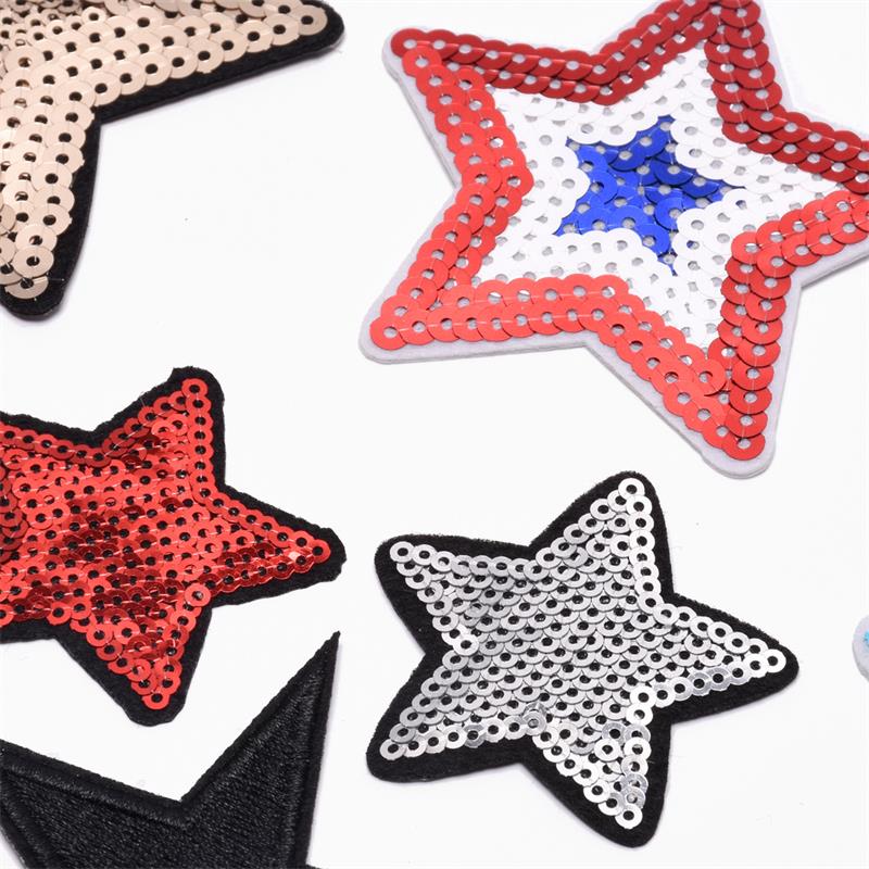 35PCS Computer Embroidered Label Sequin Cloth Paste Love Five-Star Patch Stage Clothing Bag Cap Accessories Embroidery Sticker