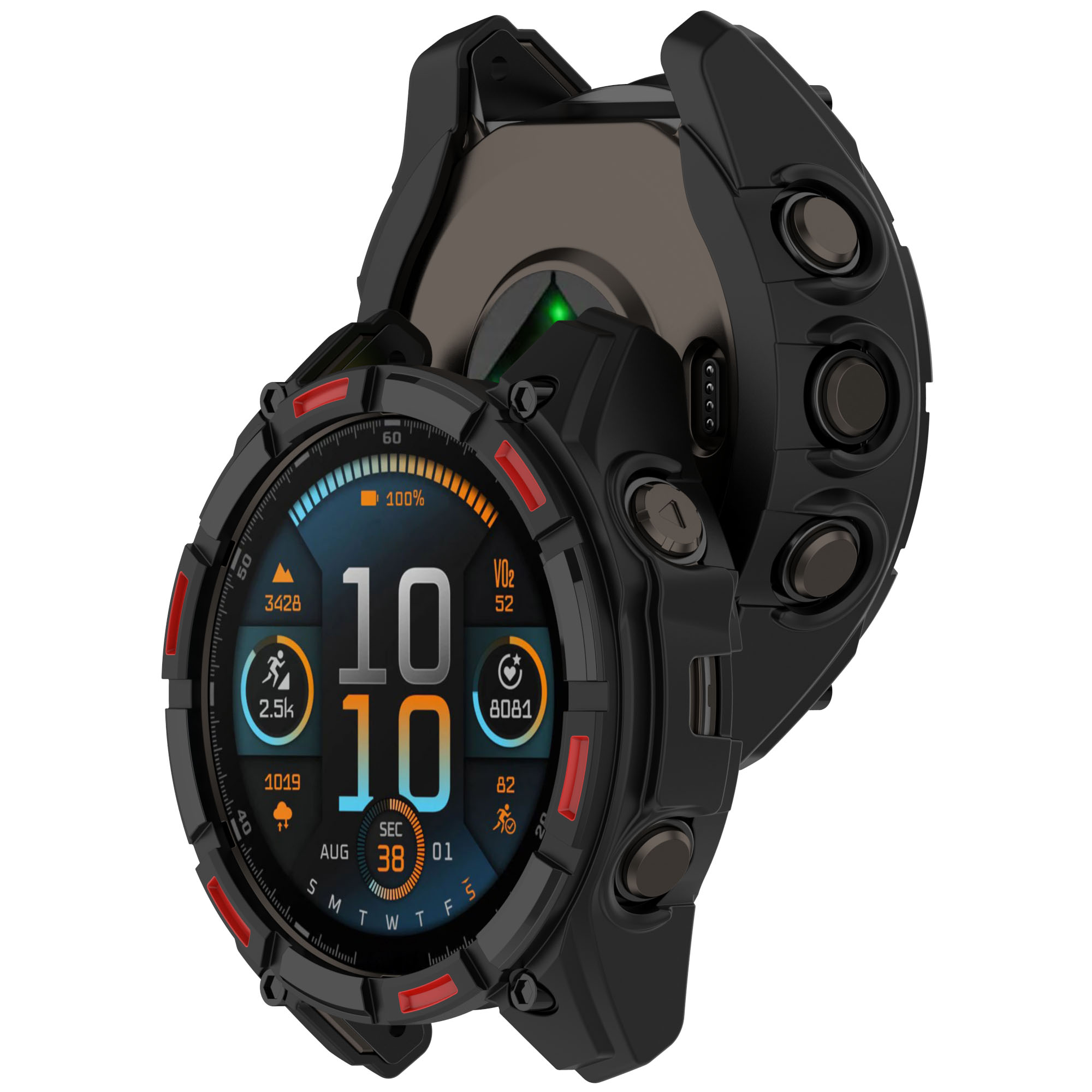 Eraysun Bumper Frame Cover Armor Skeleton Case TPU Half Wrap Protective Case 51mm 47mm 43mm for Garmin Fenix8