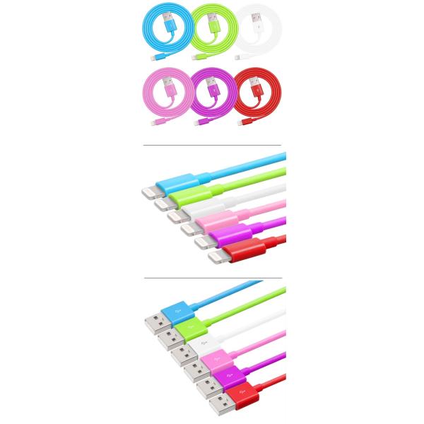 China MFI Certified TPE Data Cable for iPhone 5 USB Data Cable 7 Colors Quick Transfer USB Cable