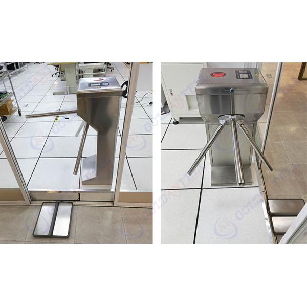 Electric Automatic Vertical Tripod Turnstile Gate With Card Reader ESD Foot Checker