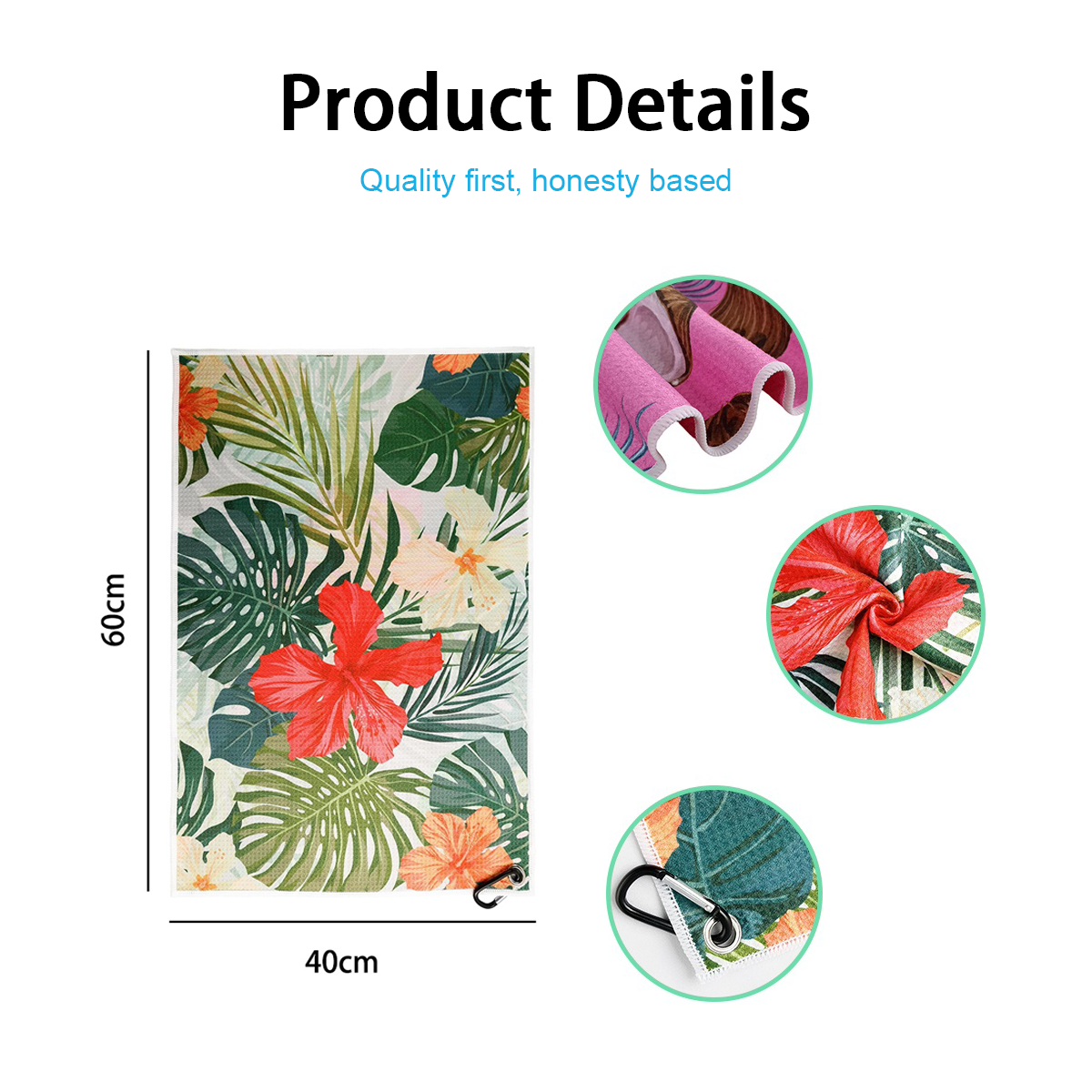 Golf Ball Cleaning Sublimation Microfiber Towels Custom Logo