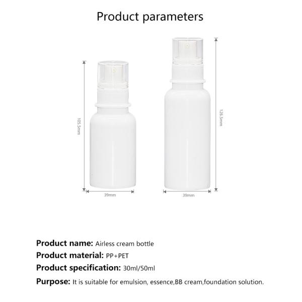 Single Layer AS Airless Cosmetic Bottles With Pump Cap 30ml 50ml