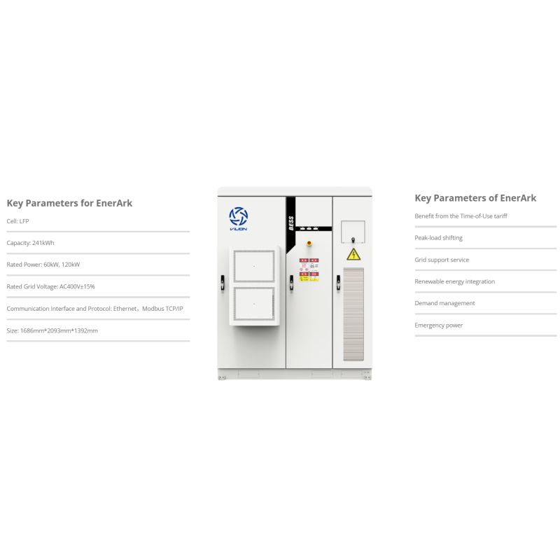 241kwh Integrated Battery Energy Storage Cabinet all in one system EnerArk-Mini 60kw output