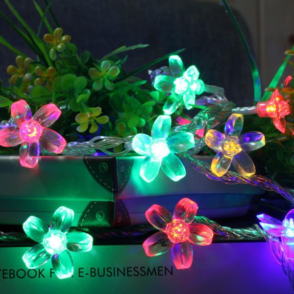 IP65 Solar Powered LED String Lights For Christmas Tree Decoration Featuring In Peach Blossom