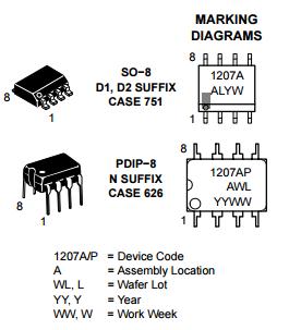 NCP1207ADR2G Integrated Circuit Chip PWM Current-Mode Controller for Free Running Quasi-Resonant Operation