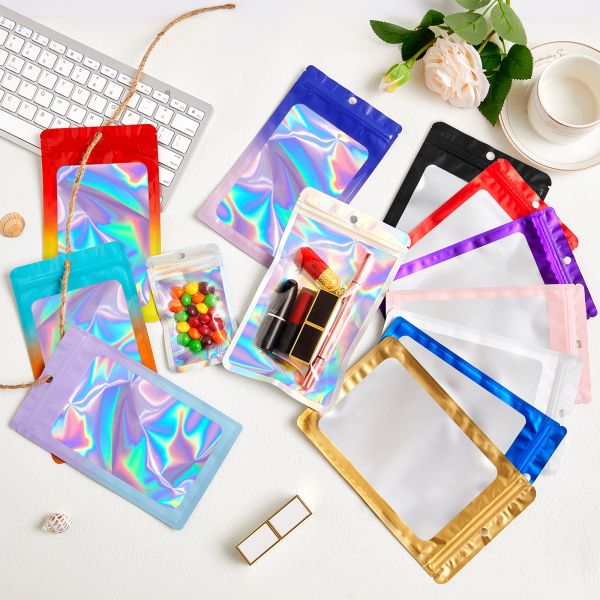 Wholesale Customized Ziplock BagTransparent Window Reusable Plastic Heat Seal Smell Proof Resealable Mylar Bags