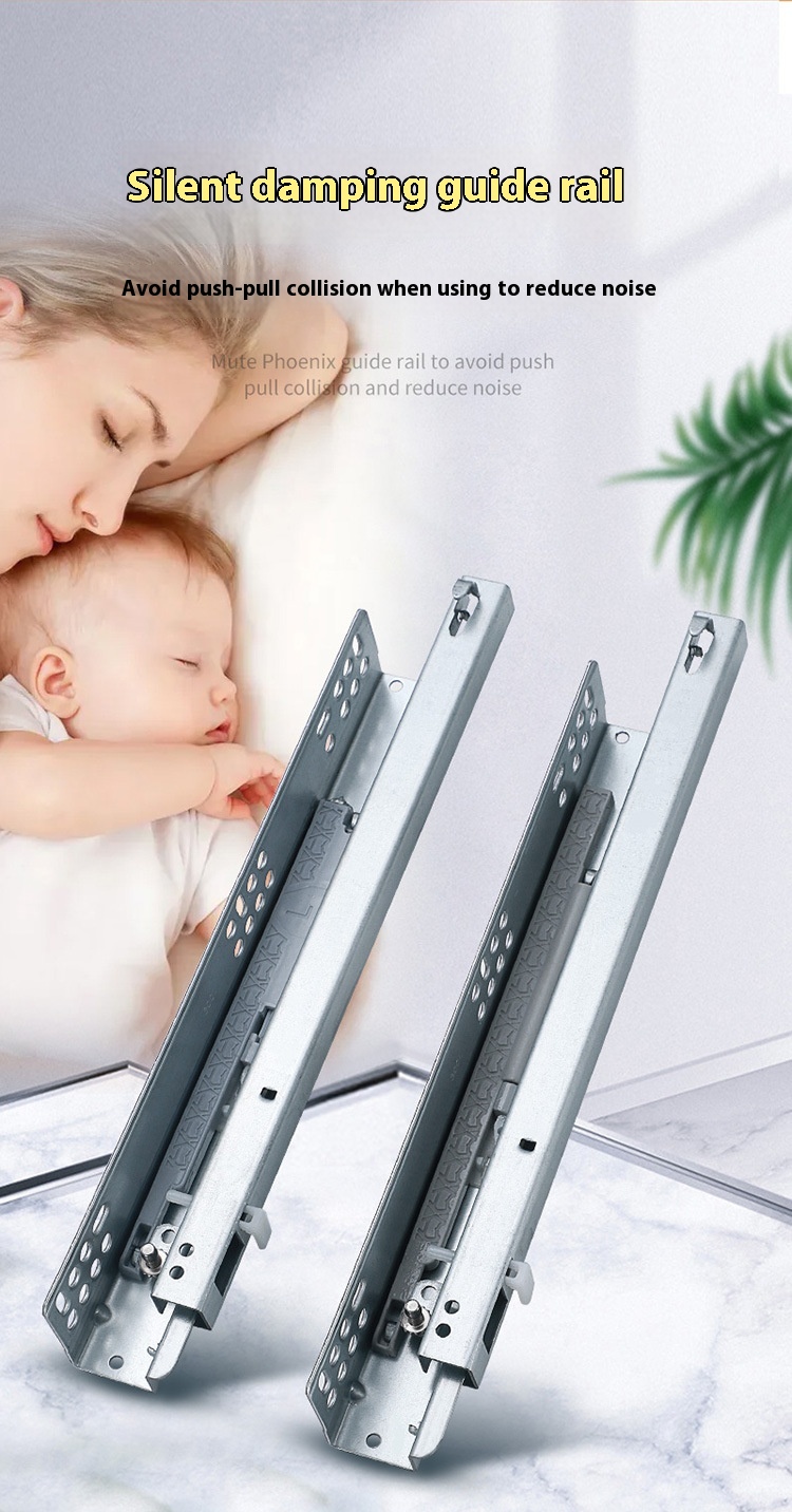 Modern Two-Section Silent Buffer Slide Drawer Soft Closing Iron Bottom Thickened Hidden Rail Bounce Support 10inch Living Room