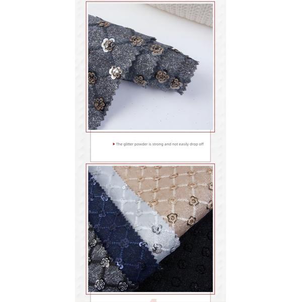 Sequin Bright Flower Glitter PU Leather Eco friendly 100% Polyurethane Leather