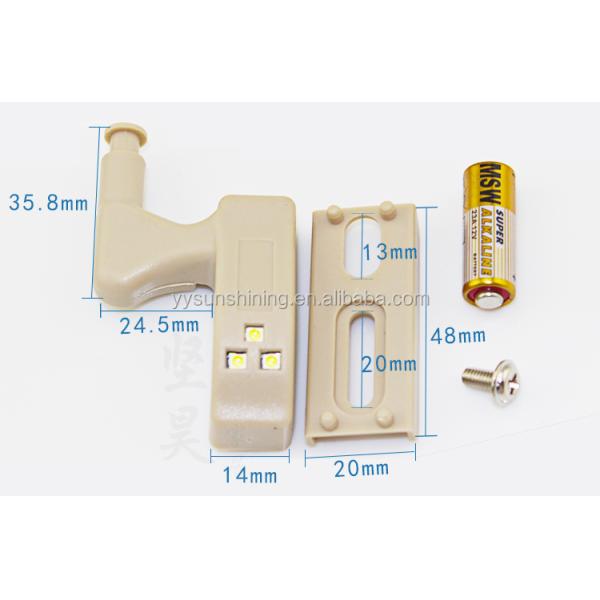 Door control switch Plastic Battery Operated LED Cabinet Hinge Light for Furniture