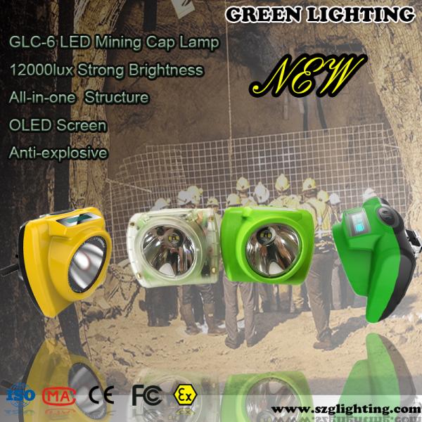 10000 Lux Rechargeable LED Mining Light With OLED Screen IP 68 Waterproof
