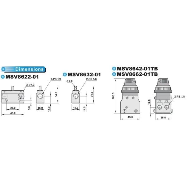 Aluminium Alloy Valve MSV86321EB MSV86321PB 1/8" Red And Green Palm Button Stop Cock Mechanical Valve