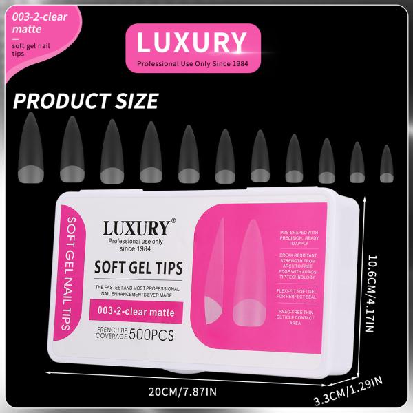 500PCS Clear Matte Full Coverage Press-on Nails Medium Length Square Shape False Nails for DIY Manicure