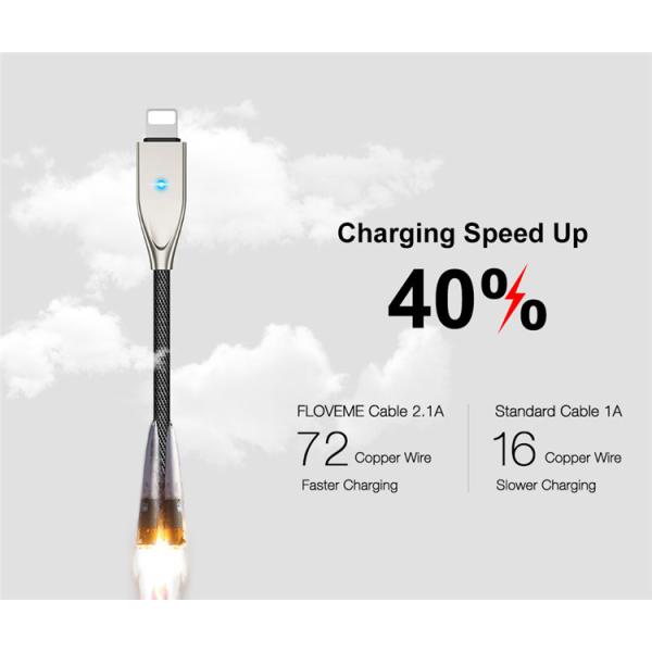 Auto Disconnect Charging Cable Lightning Nylon Braided USB Cable 1.2M