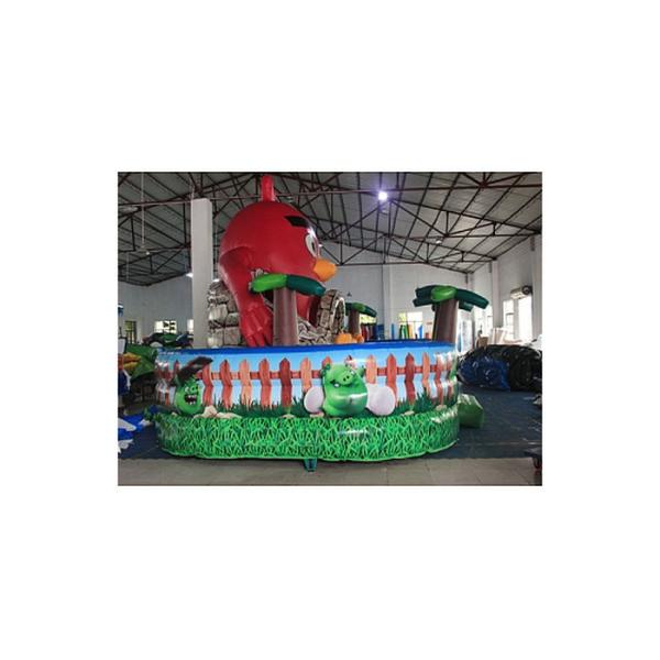 Red Coconut Tree Inflatable Fun City With Slide Jumping Castle
