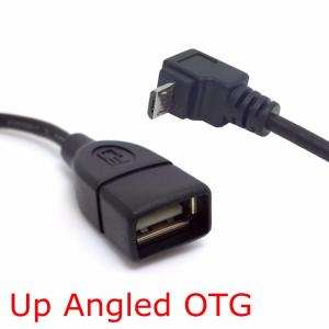 Quality 90 Degree Up & Down Right Angled Connector Micro USB 2.0 Male to USB 2.0 Female OTG Cable Adapter 10cm for sale