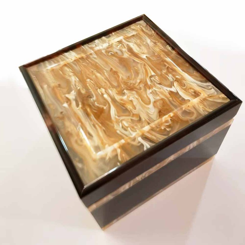 Luxury Acrylic Patterned Amber Display Box with Dust-proof Storage Compartment Desktop Flip-top Box Gift Box
