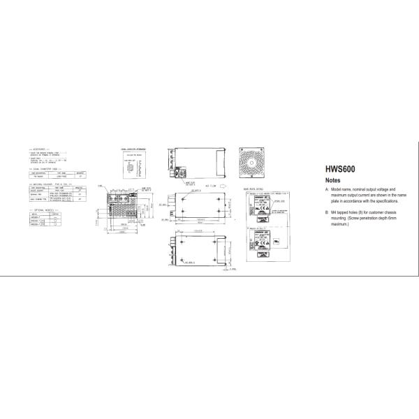 TDK Lambda Enclosed Switch Power Module HWS600-12 with Single Phase Input 85-265 Vac