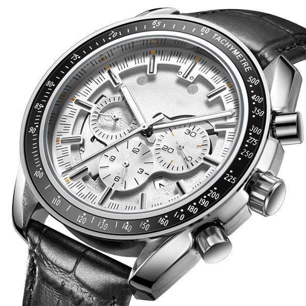 45mm Alloy Shell Mens Mechanical Watches Leather Strap Automatic Movement