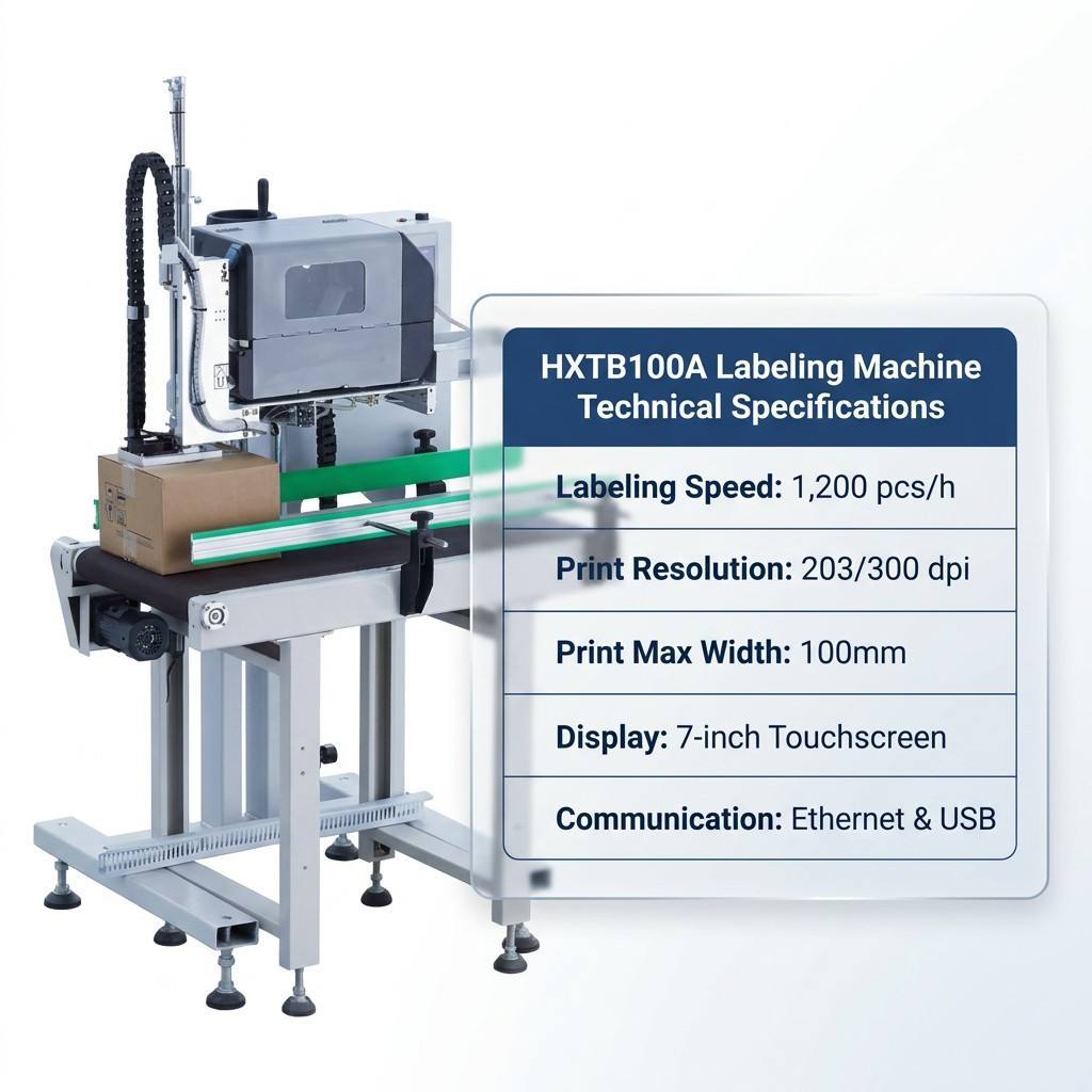 HXTB100A Labeling Machine close-up detail