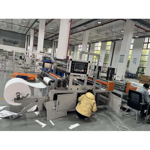 High Efficient Automatic Foam hot melt adhesive Intermittent Gluing and Wave Receiving Production Line