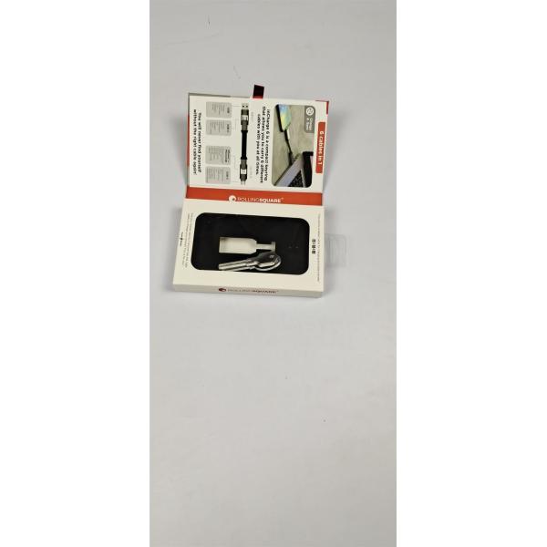 Electronic Product Cable Rigid Packaging Box Magnet Flip Cover with Ribbon Handle