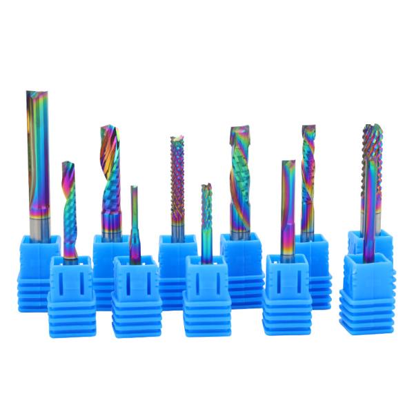 YingBa High Quality Coated PCB Milling Cutter Solid Carbide Flat Bottom Corn Teeth End Mill Wood Cutting Tools Cnc Router Bits
