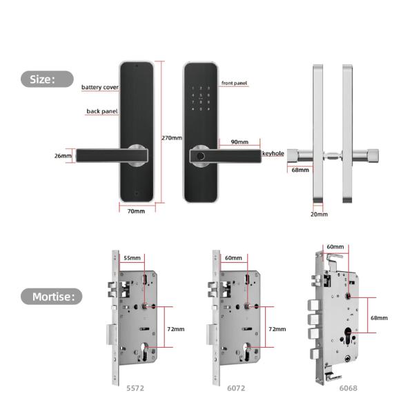 Intelligent Bluetooth Door Lock Tuya App System Controls For Home Use