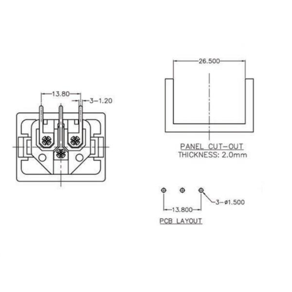 3 Pin C6 Inlet Plum Plug Power Socket 2.5A 6A 8A 250V AC