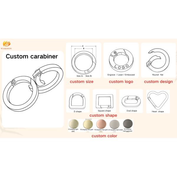38mm round spring o ring with charm loop zinc alloy custom openable charm clasp