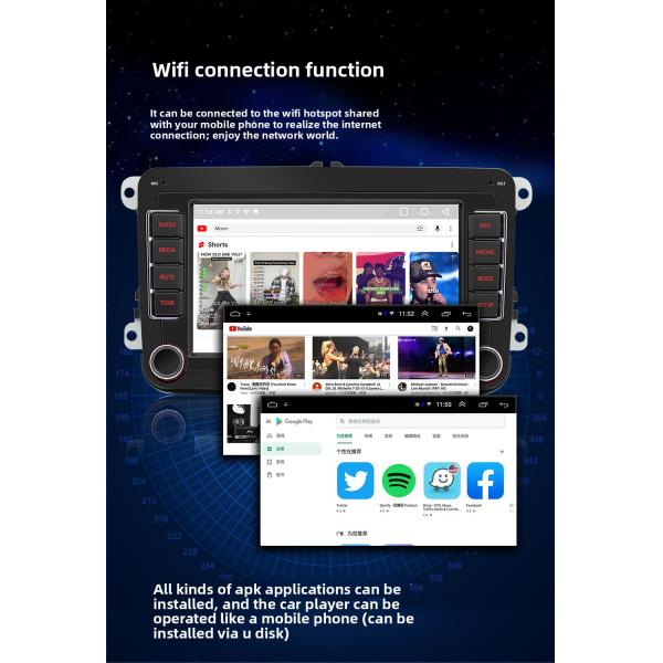 Creatall for Volkswagen 7-Inch Android Navigation GPS Carplay Dashboard Wireless Central Control All-In-One Machine 1-Year