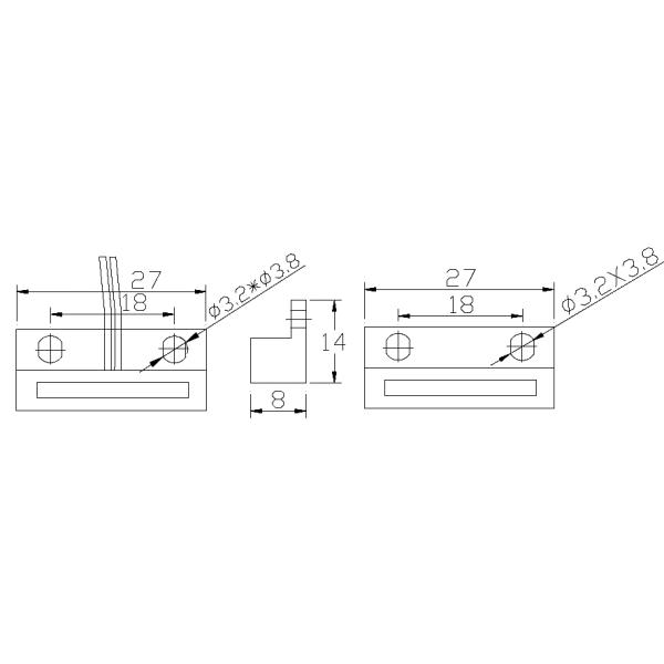 Surface mounted door switch sensor in ABS Housing with size 27*14*8MM