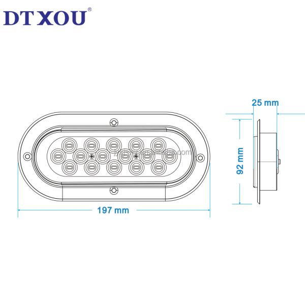 DC12V 24V Multi-voltage 6 Inch Oval Led Stop Turn Tail Lights for Multi-voltage Trucks