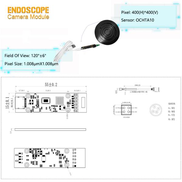 Complete 0.9mm Diameter Wide Angle OCHTA10 CSI Separated Type DSP Board Endoscope Camera Module