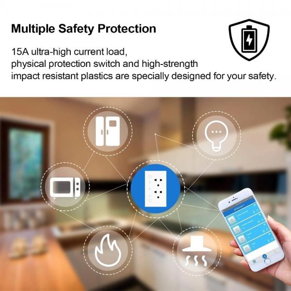 Smart Home Electric Origin Type Power Wall Plug Socket 2 Plugs Connected Support App Remote Control
