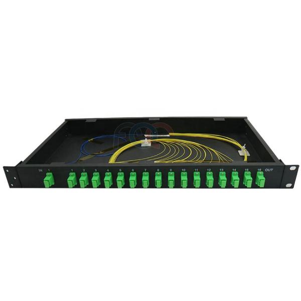 1x16 FTTH Passive PLC Splitter 1 RU 19" Rack Mount SC APC Low PDL