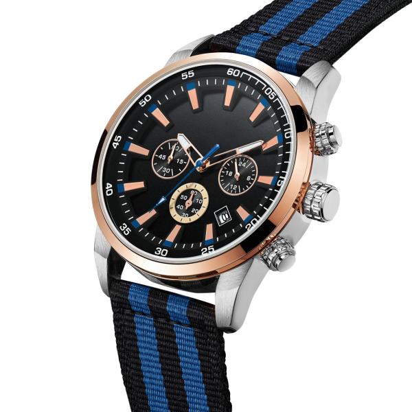 Nylon Strap Diameter 45mm Alloy Quartz Watch 3atm Men'S Multi Function Waterproof