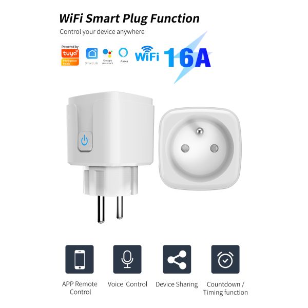 Tuya WiFi Smart Life Compatible Plugs Voice Activated Outlet Socket Type E custom